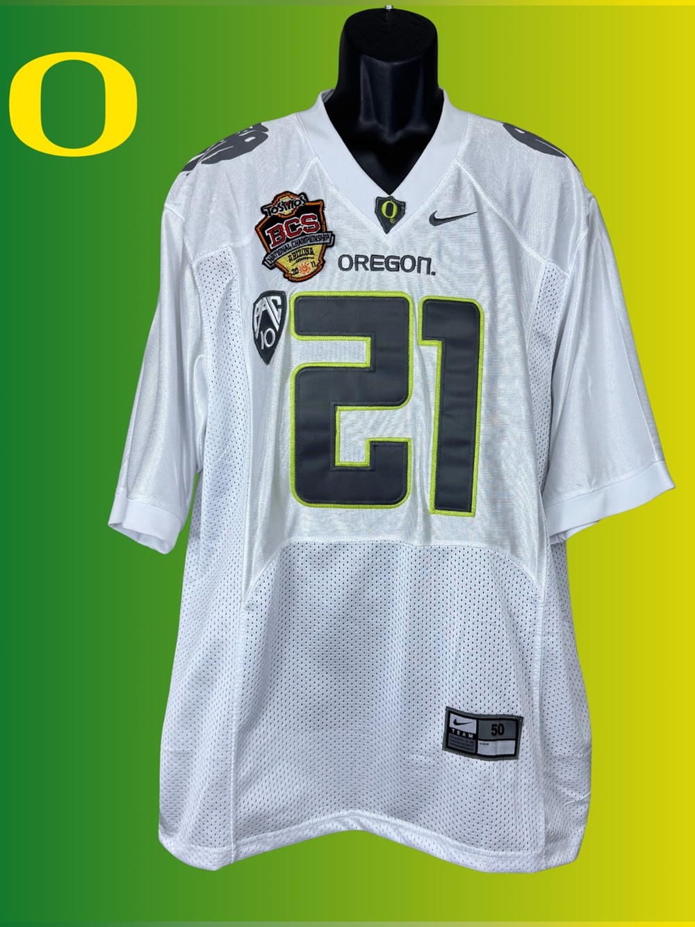 VTG Oregon Ducks Nike White BCS Championship Jersey PAC-10 LaMichael James Sz 50